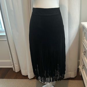 Suede Fringe Skirt